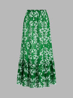 Botanical Print One Piece Swimsuit & Skirt Set