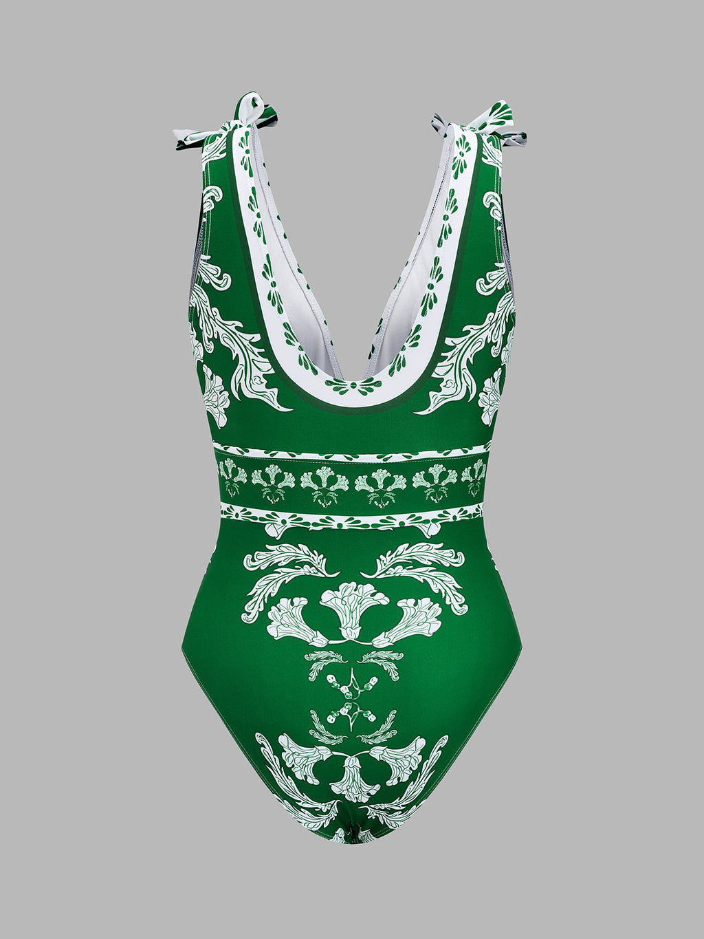 Botanical Print One Piece Swimsuit & Skirt Set