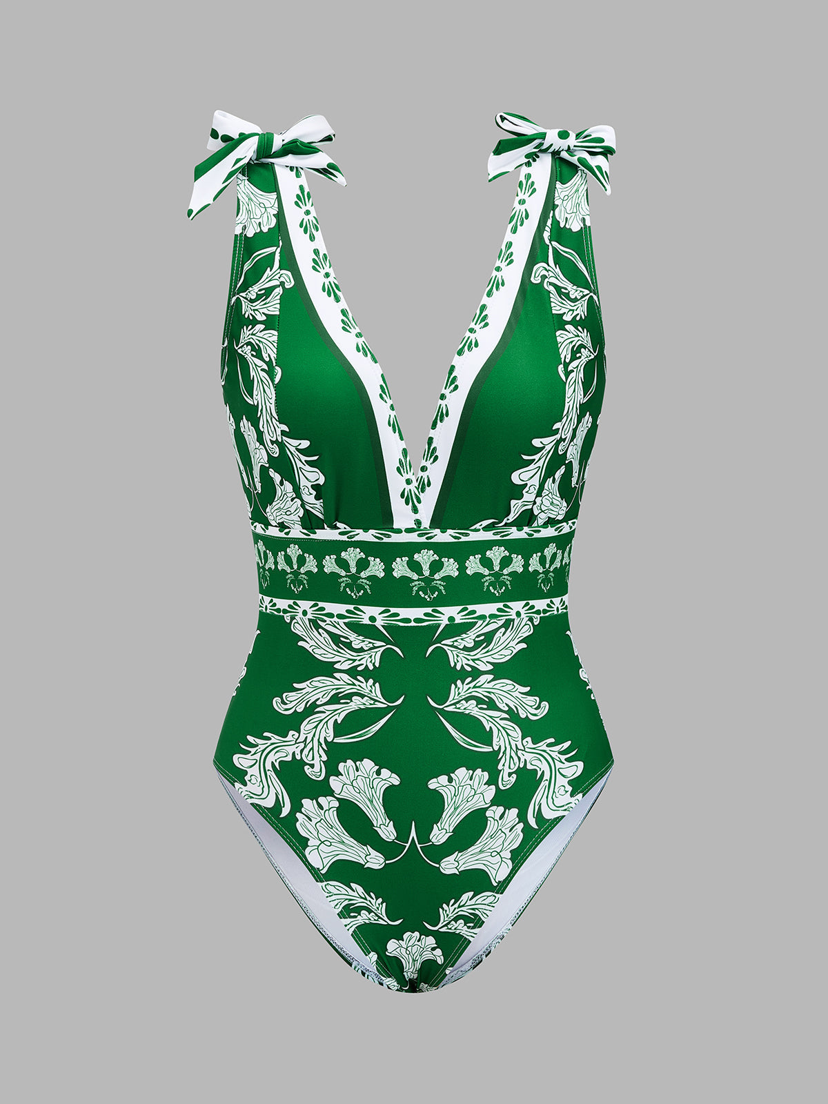 Botanical Print One Piece Swimsuit & Skirt Set