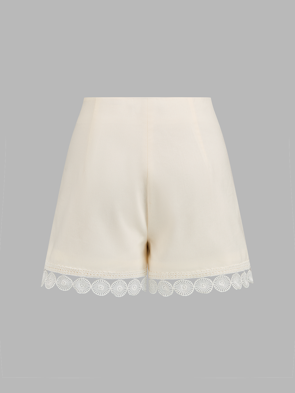 Shorts de Lino y Algodón con Dobladillo de Encaje Crochet