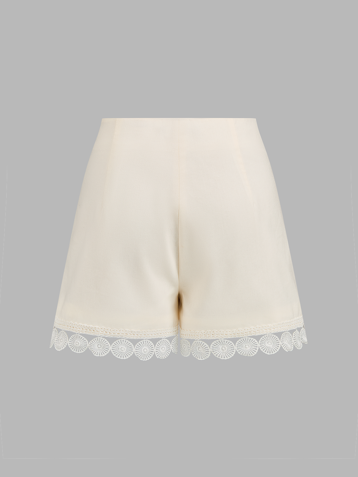 Shorts de Lino y Algodón con Dobladillo de Encaje Crochet