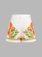 Conjunto de Top Halter y Shorts con Estampado Floral