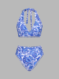 Paisley Halter High Waist Bikini Set