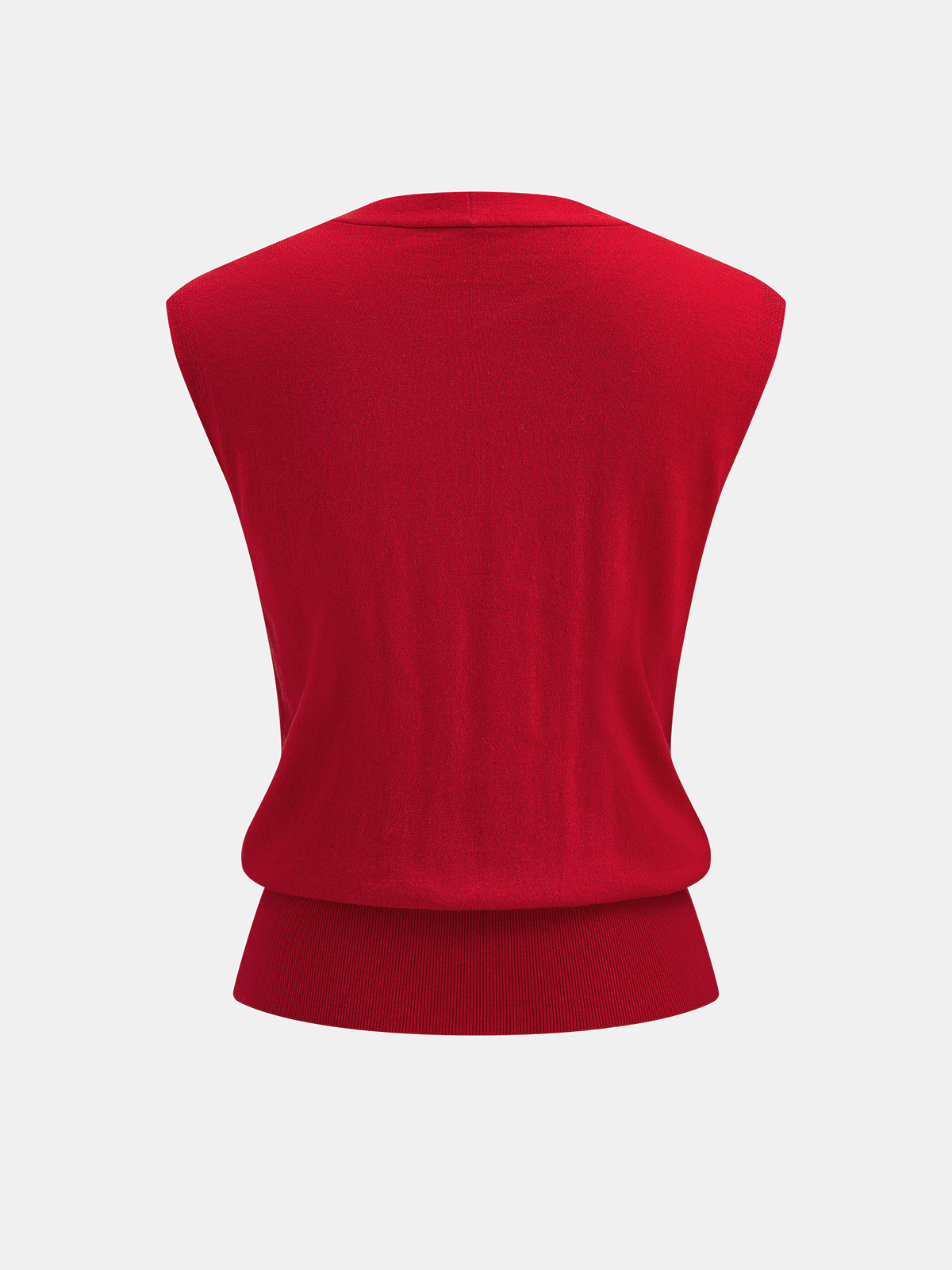 Wool Blend Sleeveless V-Neck Cardigan