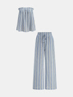 Conjunto de Top Tubo a Rayas y Pantalón con Cordón
