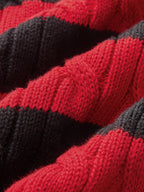 Striped Cable Knit Short Sleeve Cardigan