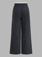 Pantalón de Raya Diplomática con Cinturilla de Contraste y Cordón