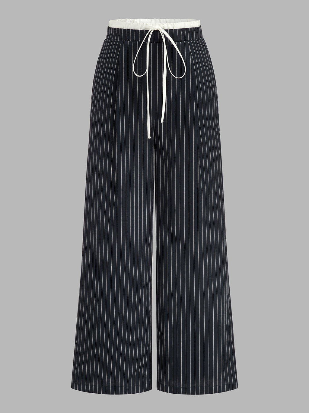 Pantalón de Raya Diplomática con Cinturilla de Contraste y Cordón