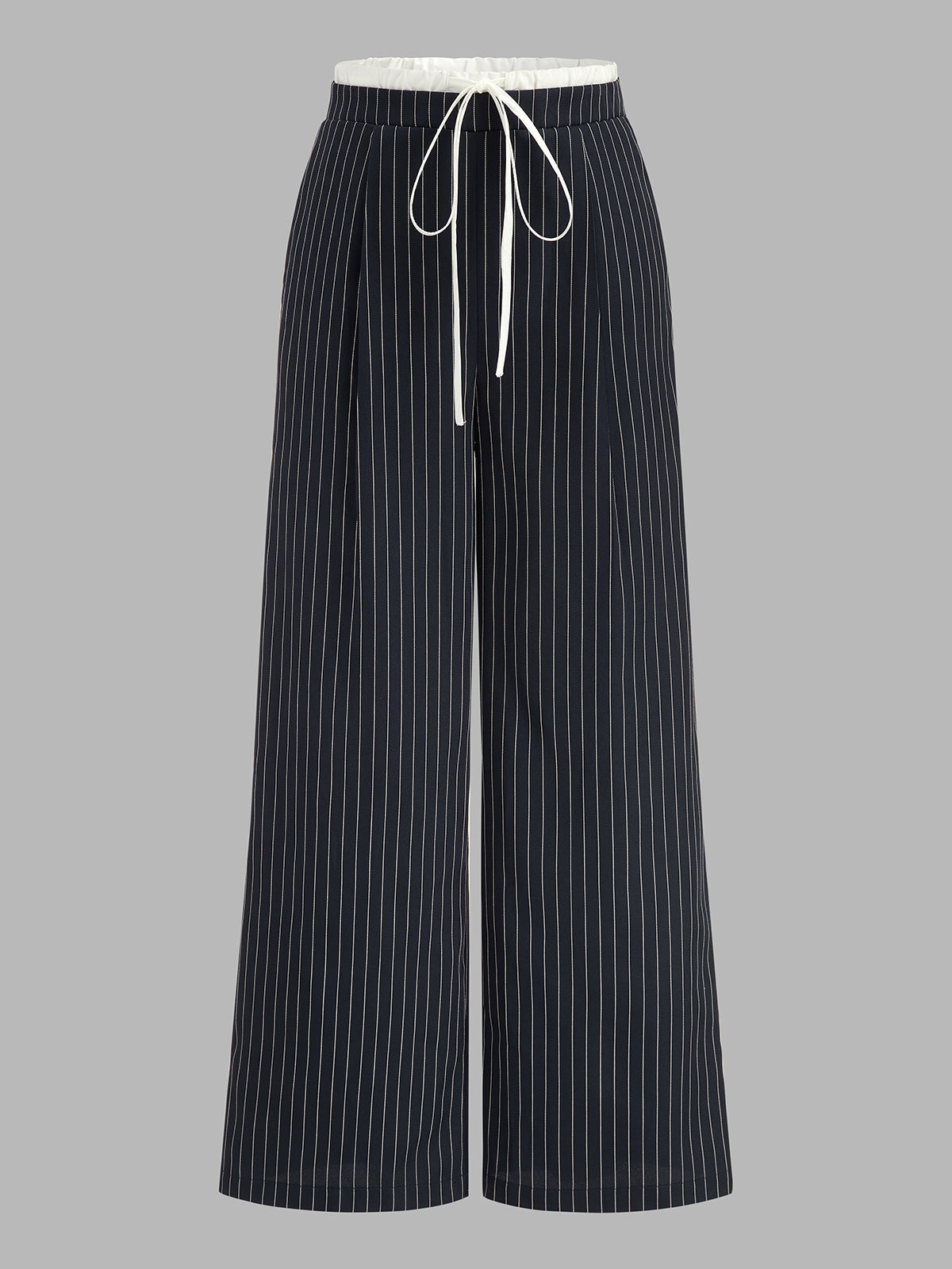 Pantalón de Raya Diplomática con Cinturilla de Contraste y Cordón