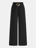 Pantalón Ancho de Cintura Media con Hebilla Metálica