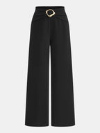 Pantalón Ancho de Cintura Media con Hebilla Metálica