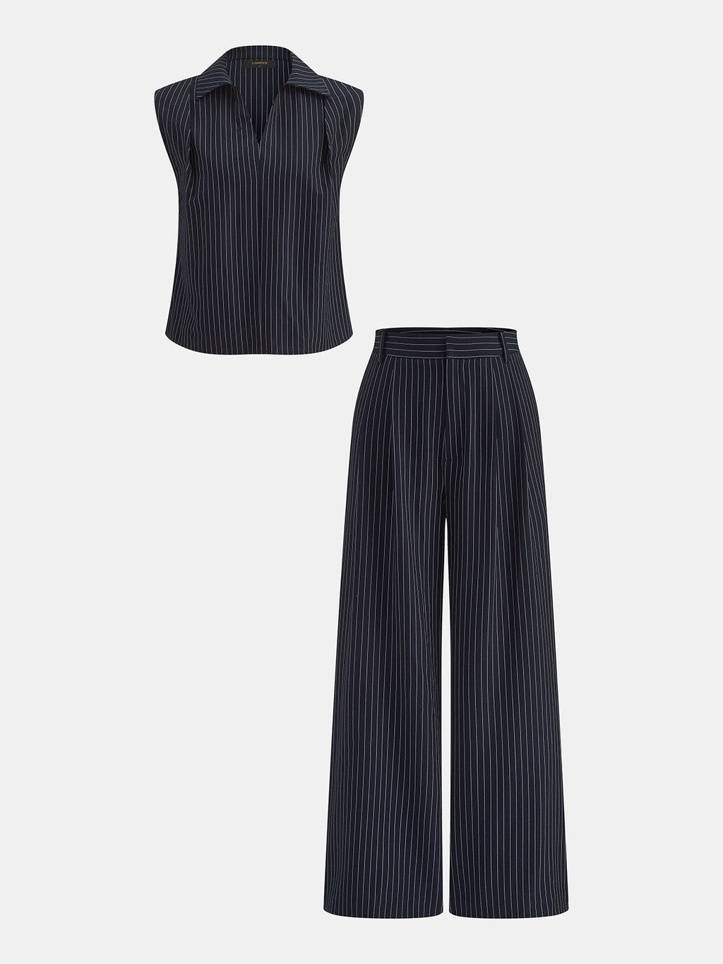Conjunto de Camisa Sin Mangas y Pantalón de Raya Diplomática