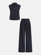 Conjunto de Camisa Sin Mangas y Pantalón de Raya Diplomática