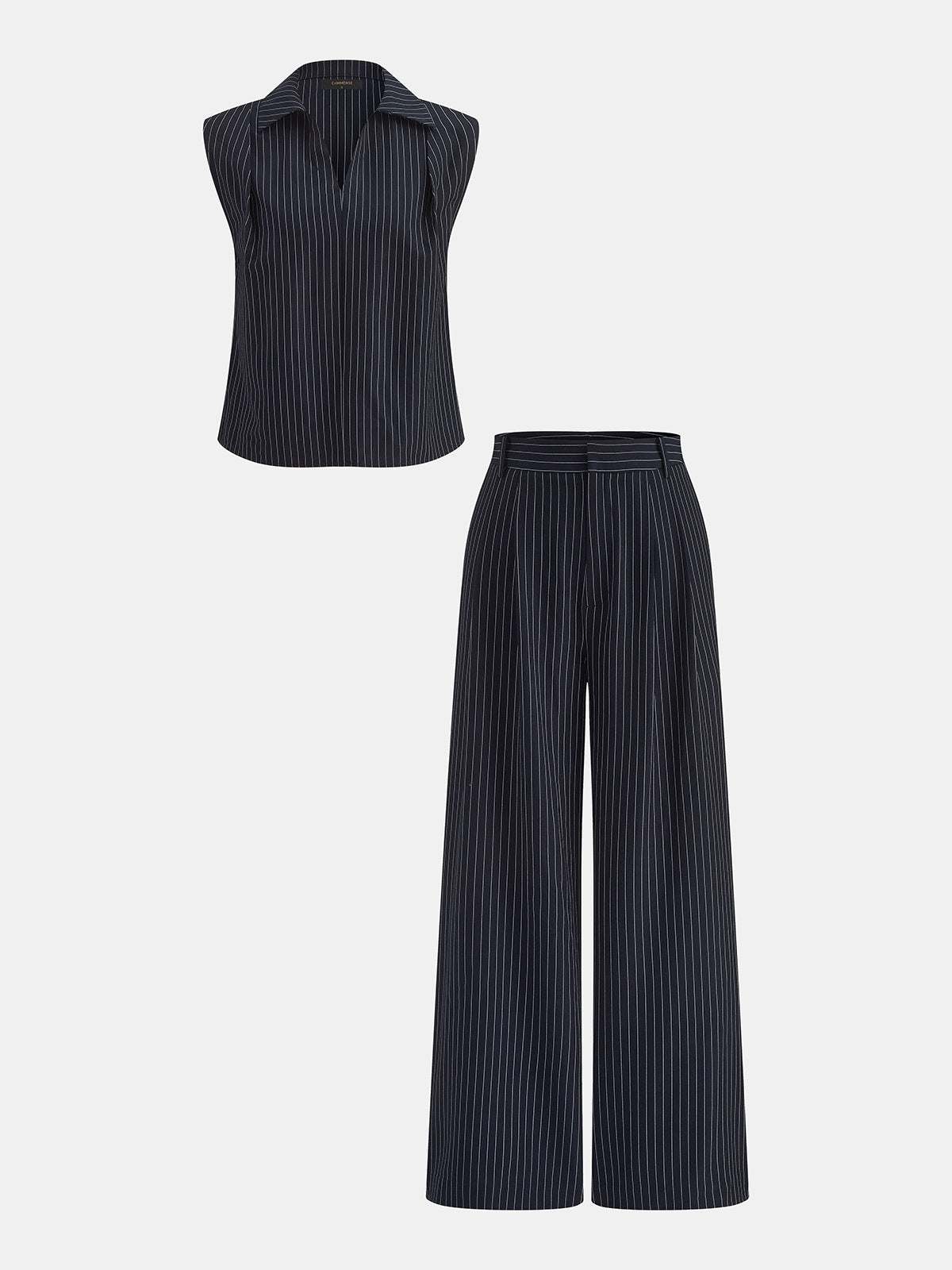 Conjunto de Camisa Sin Mangas y Pantalón de Raya Diplomática