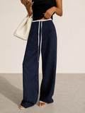 Pantalón de Raya Diplomática con Cinturilla de Contraste y Cordón