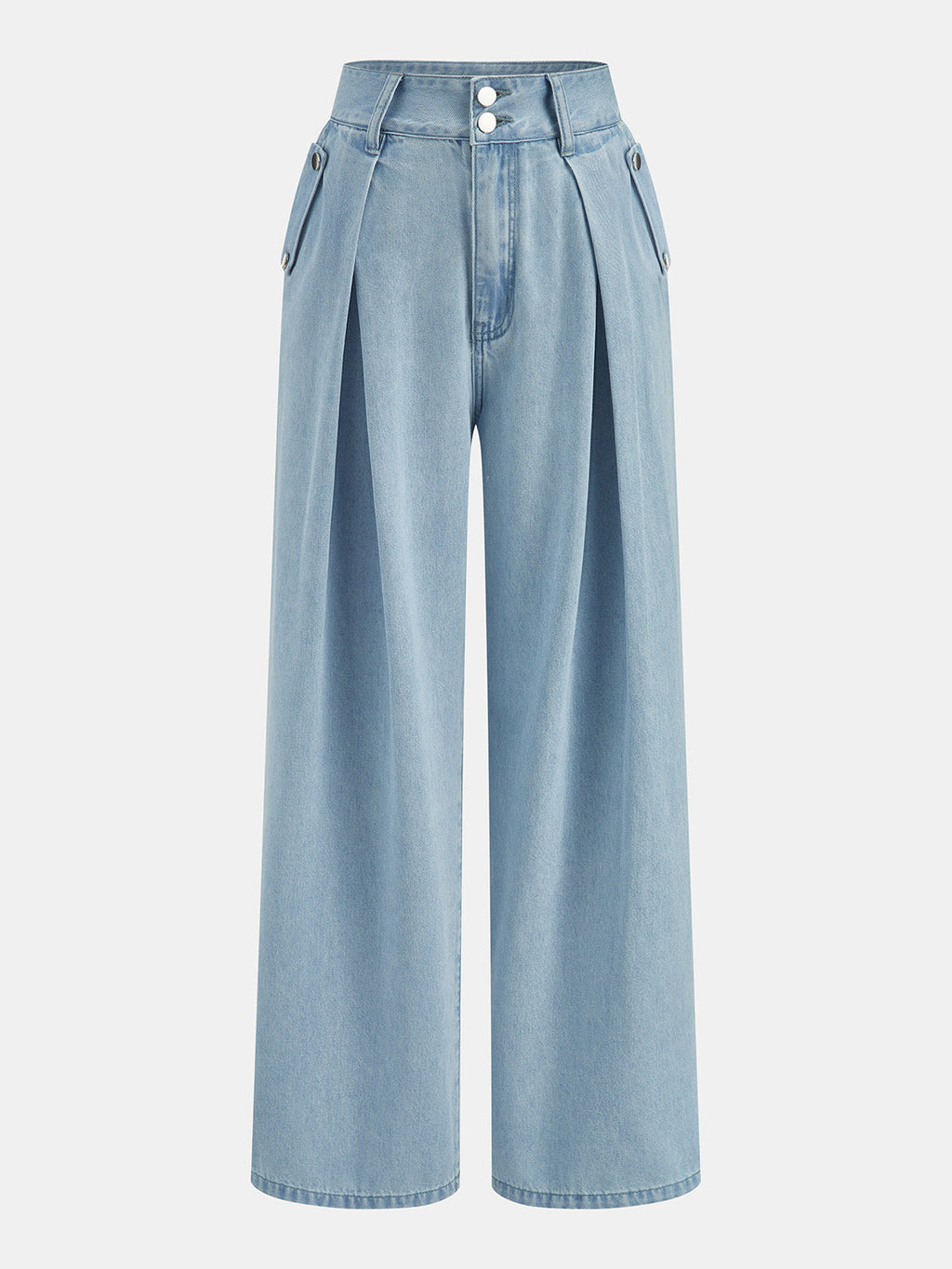 Conjunto de Top Corto de Denim Sin Mangas y Pantalón Plisado