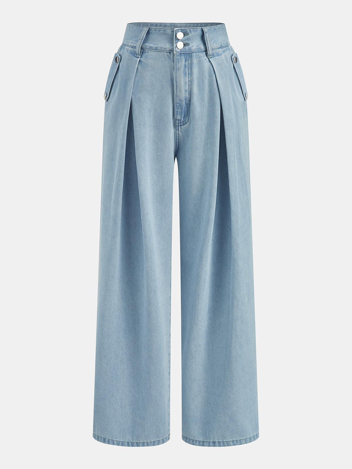 Conjunto de Top Corto de Denim Sin Mangas y Pantalón Plisado