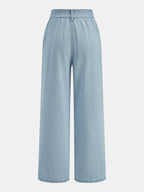 Conjunto de Top Corto de Denim Sin Mangas y Pantalón Plisado