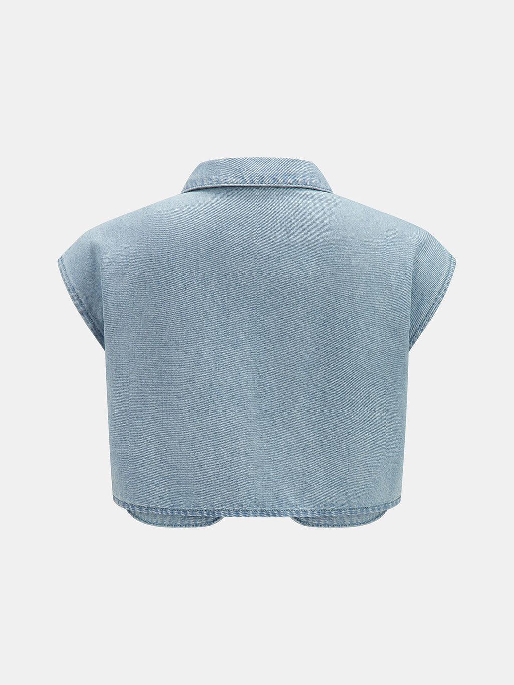 Conjunto de Top Corto de Denim Sin Mangas y Pantalón Plisado
