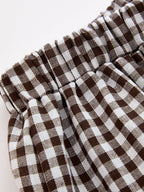 Pantalón Globo Holgado a Cuadros con Cordón Ajustable