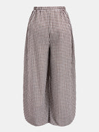 Pantalón Globo Holgado a Cuadros con Cordón Ajustable