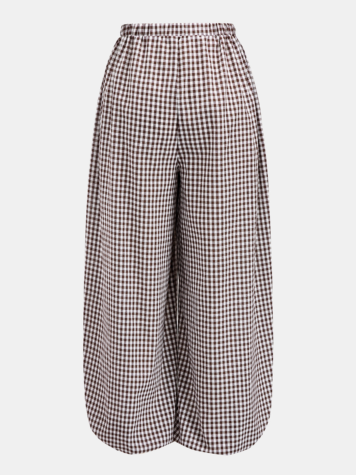 Pantalón Globo Holgado a Cuadros con Cordón Ajustable