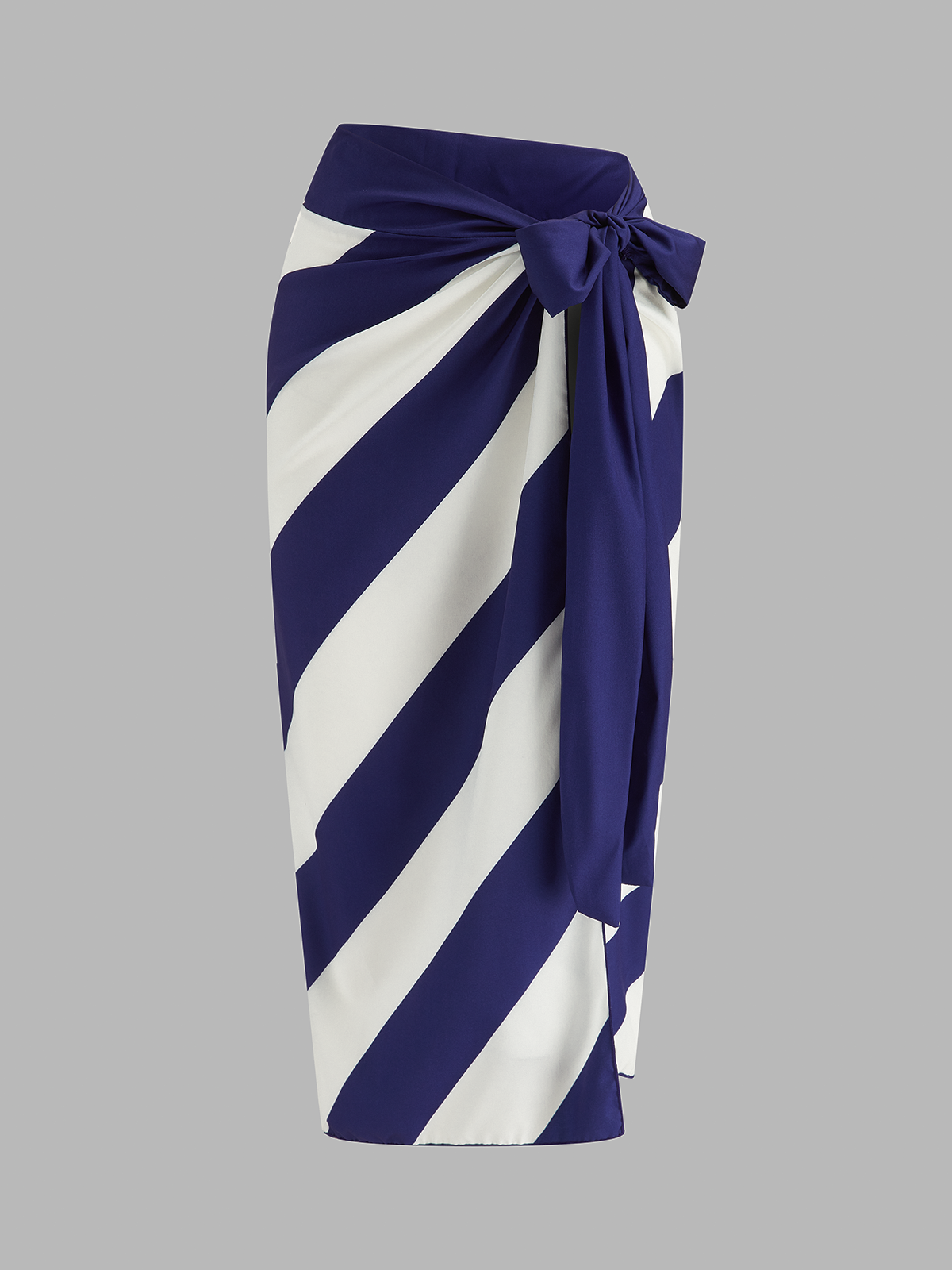 Braided Trim One Piece Swimsuit & Striped Sarong Set