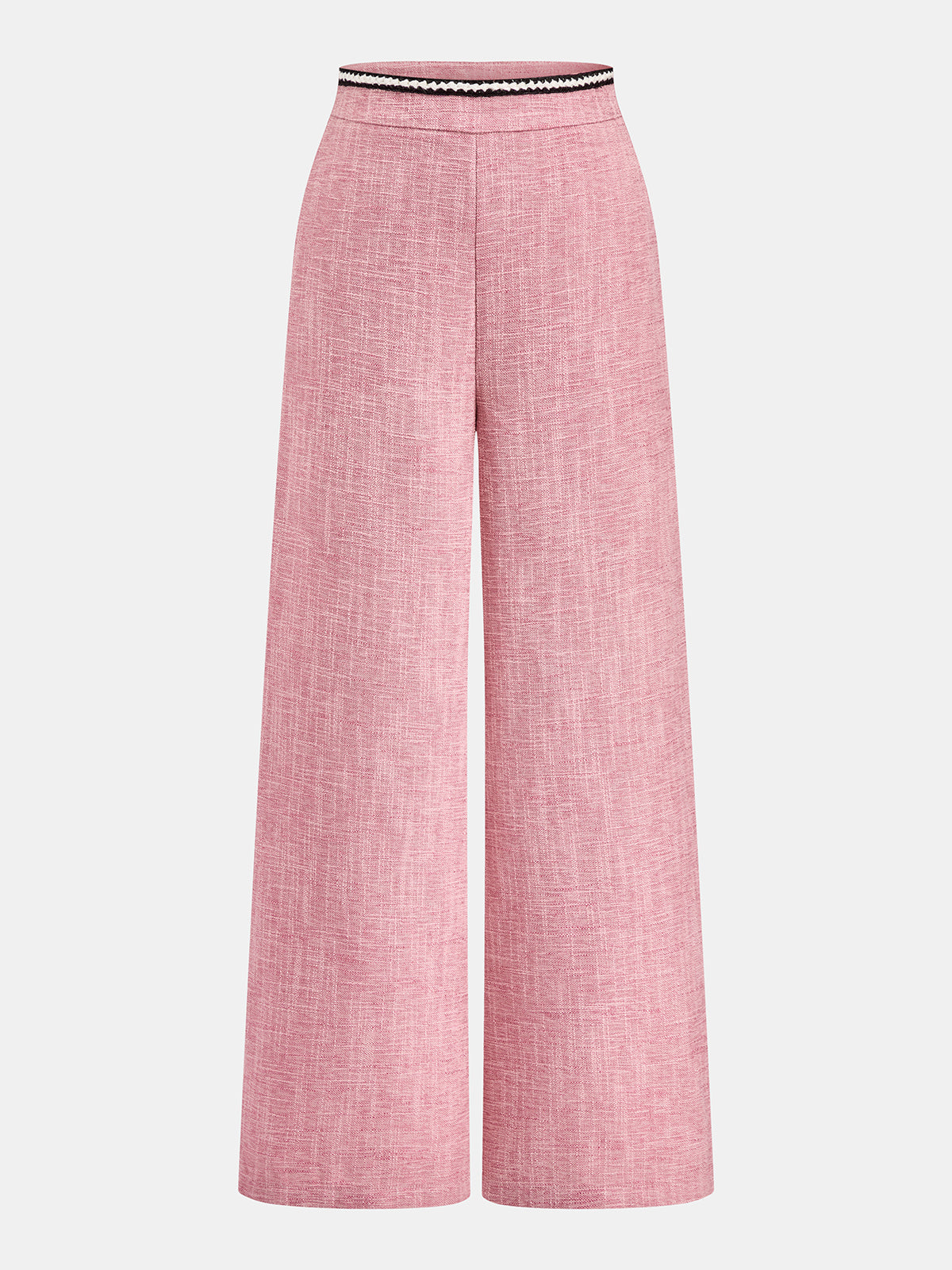 Conjunto de Dos Piezas de Tweed con Ribete de Contraste y Pantalón