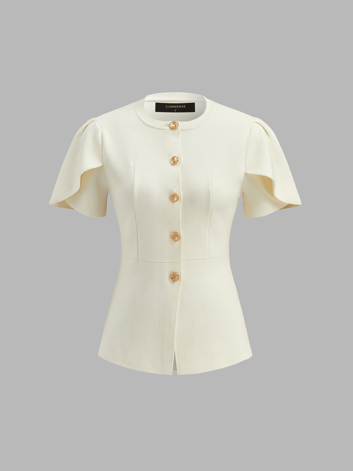 Flutter Sleeve Metal Button Knit Cardigan Top
