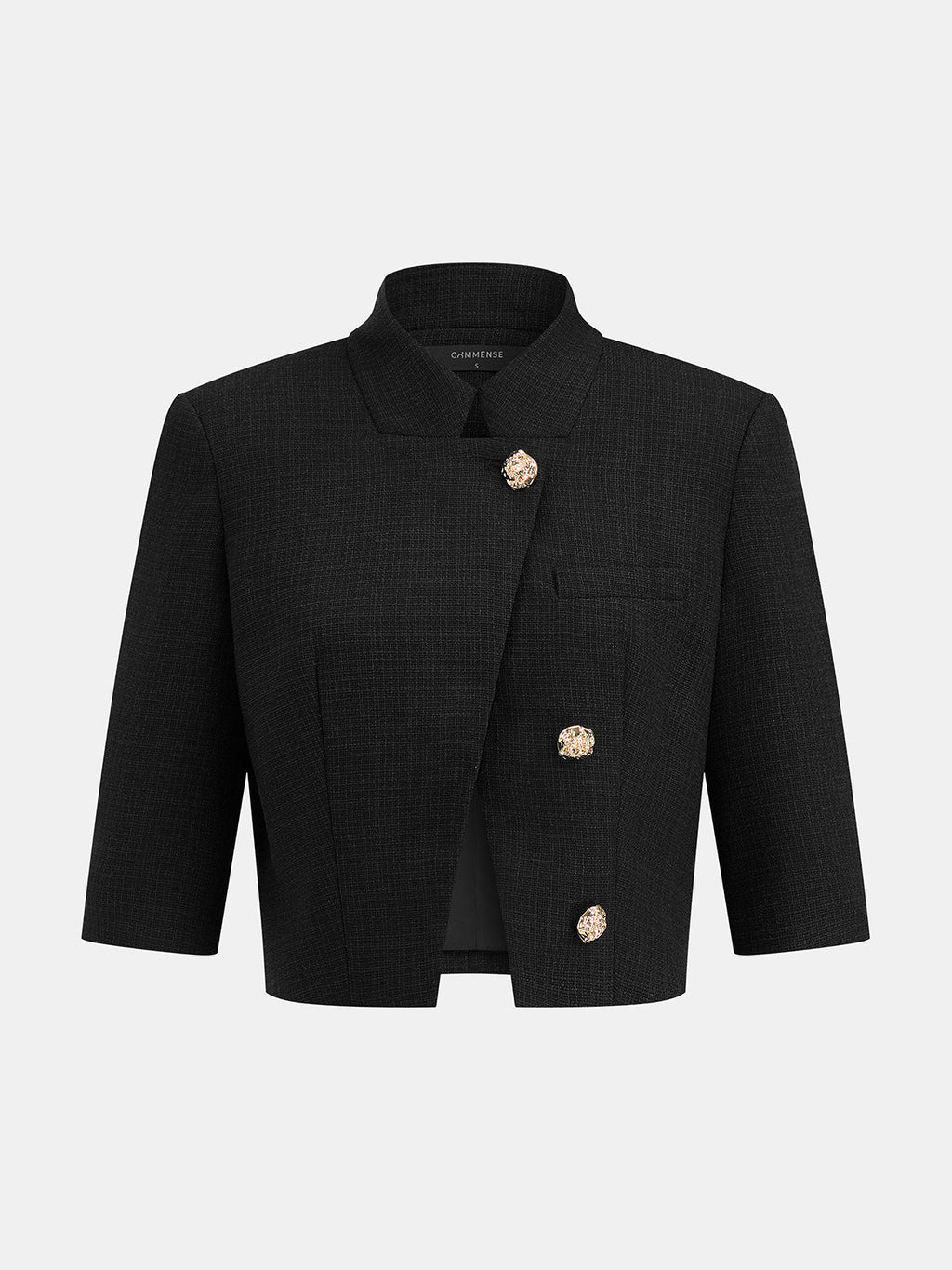Stand Collar Metal Button Blazer