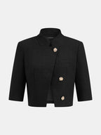 Stand Collar Metal Button Blazer