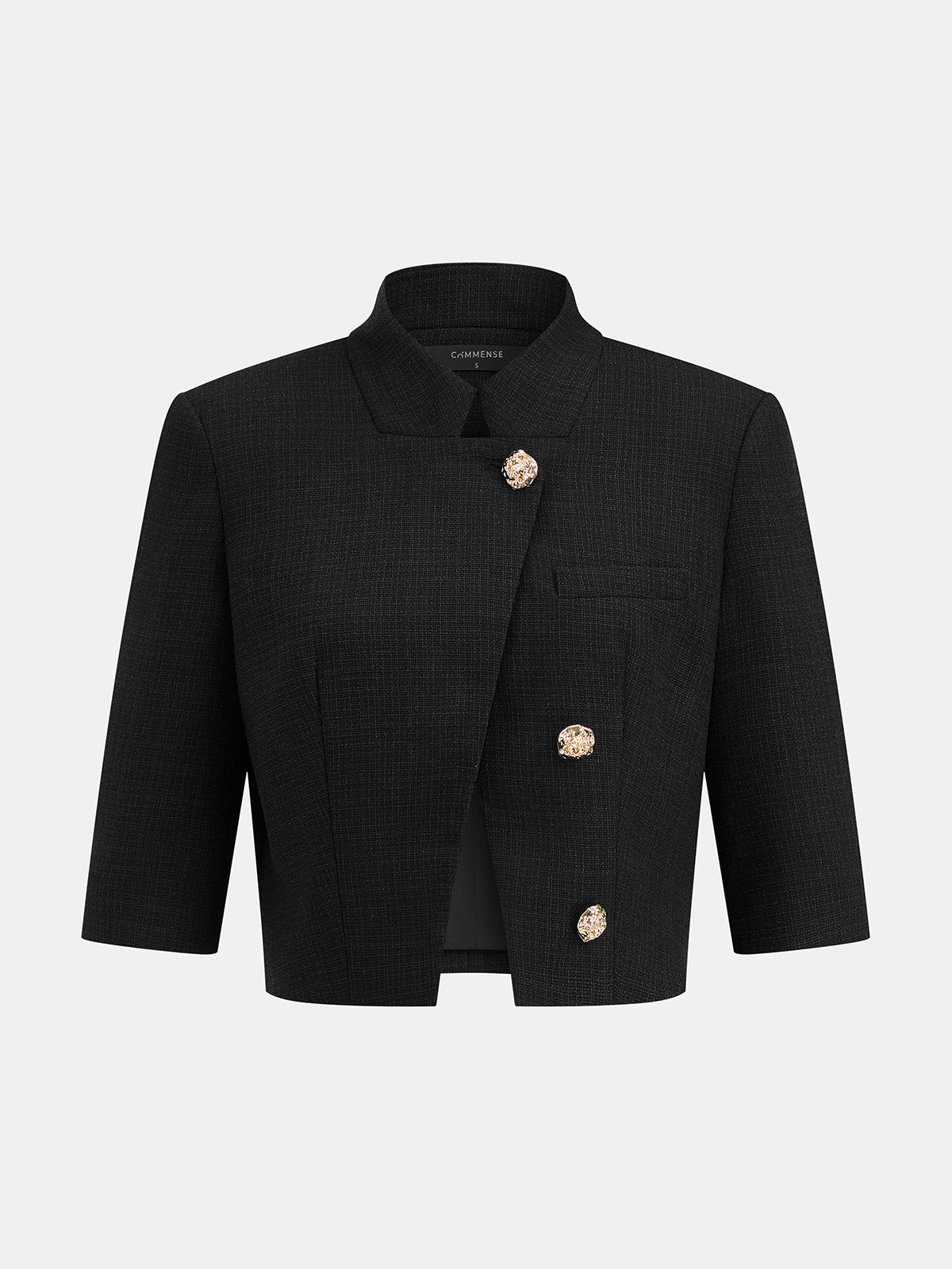 Stand Collar Metal Button Blazer