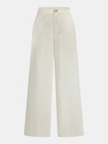 Pantalón Ancho de Satén con Botones Metálicos