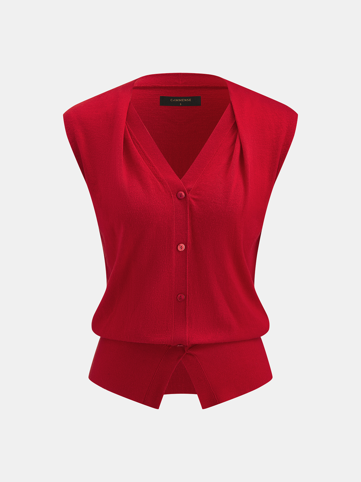 Wool Blend Sleeveless V-Neck Cardigan