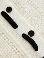 Short Sleeve Collared Pointelle Cardigan