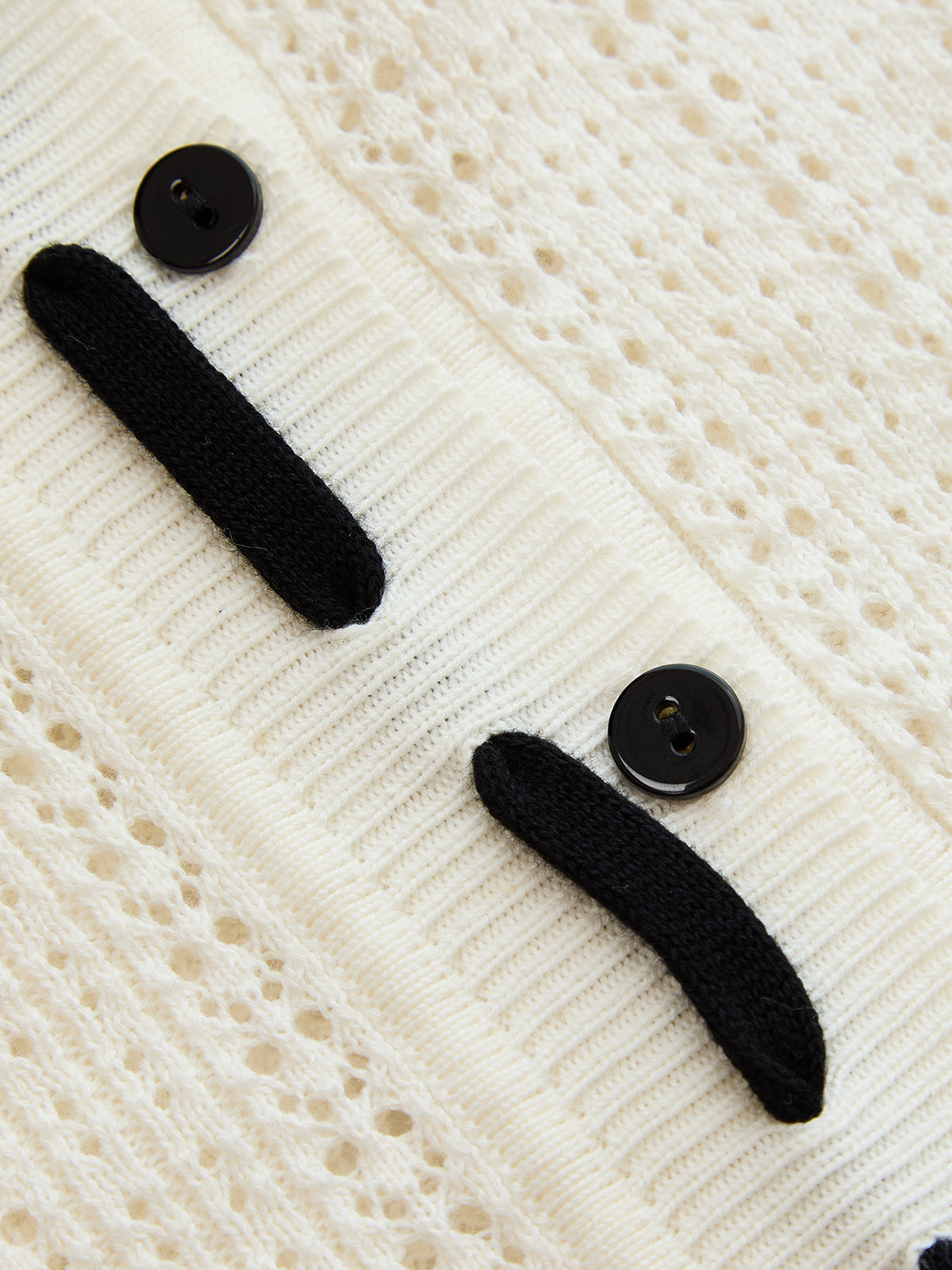 Short Sleeve Collared Pointelle Cardigan