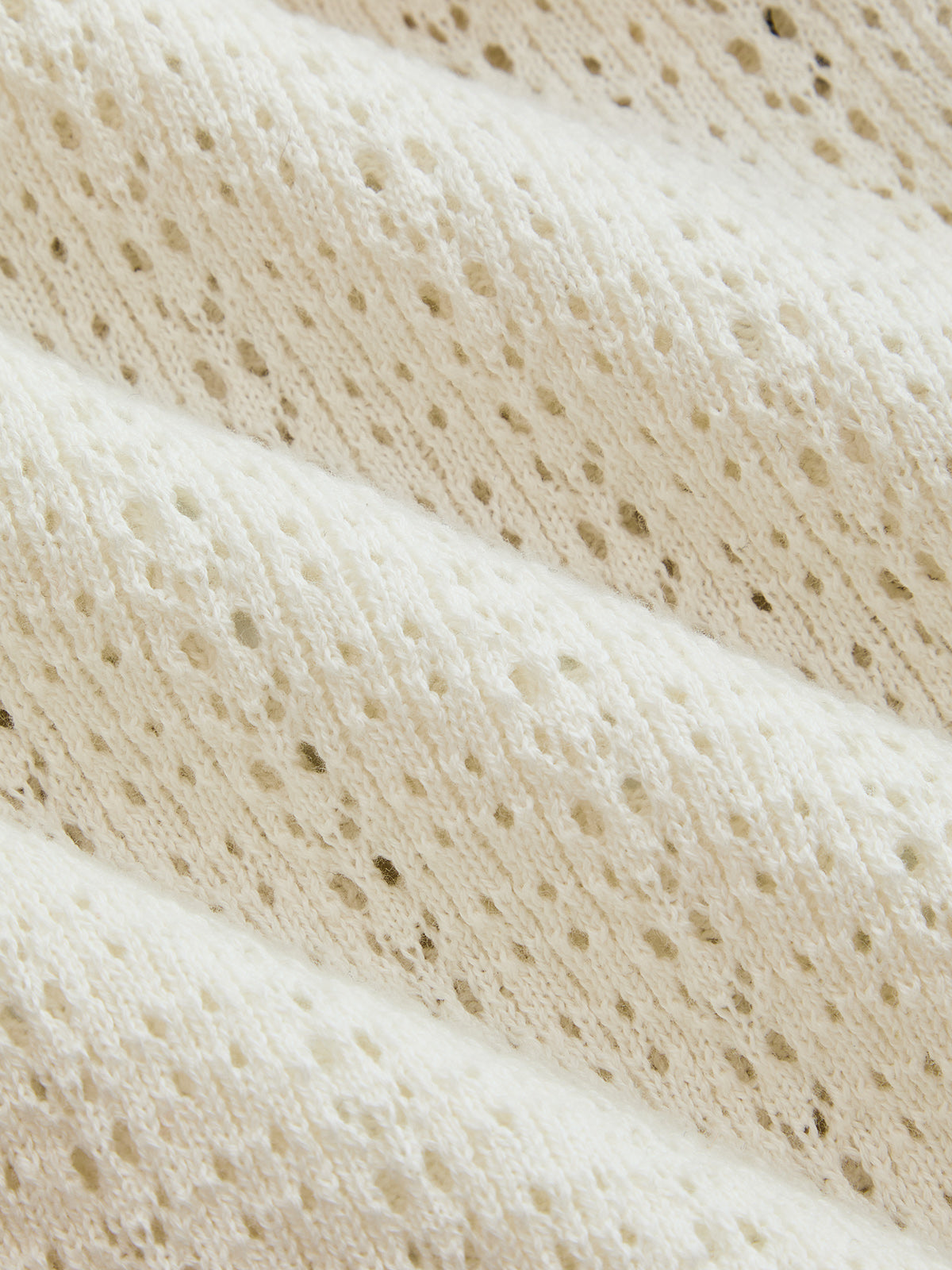 Short Sleeve Collared Pointelle Cardigan