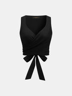 Conjunto de Top con Lazo Trasero y Pantalón Ancho de Lino