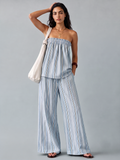 Conjunto de Top Tubo a Rayas y Pantalón con Cordón