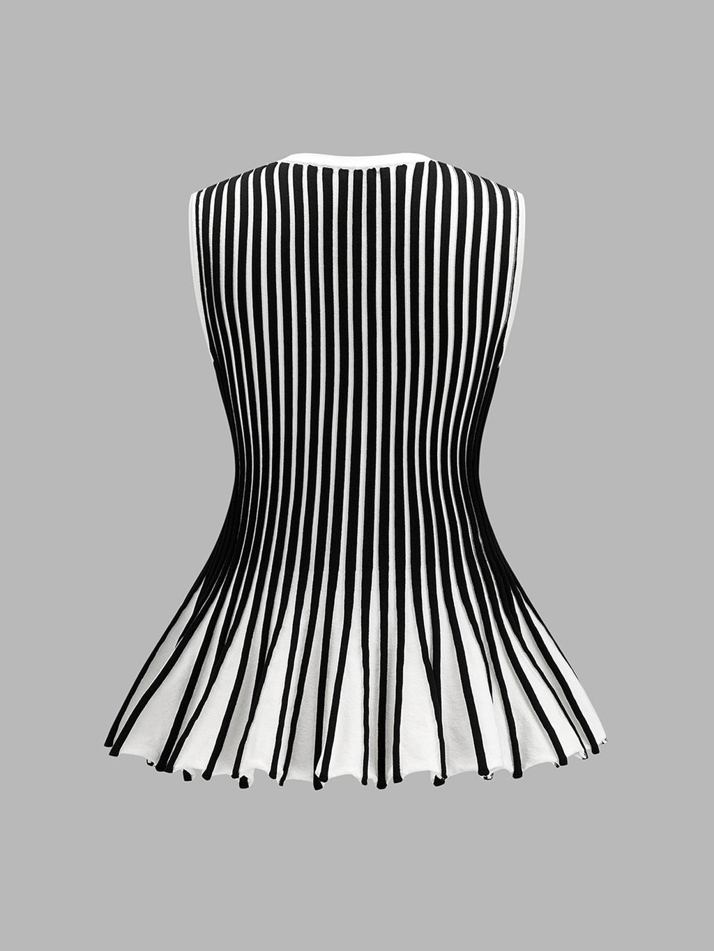 Sleeveless Striped Peplum Knit Cardigan
