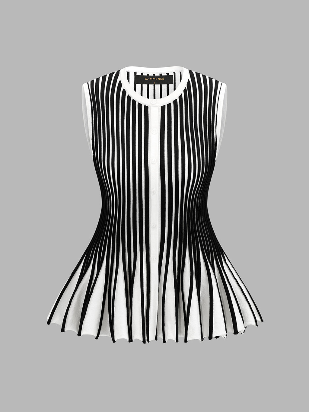 Sleeveless Striped Peplum Knit Cardigan