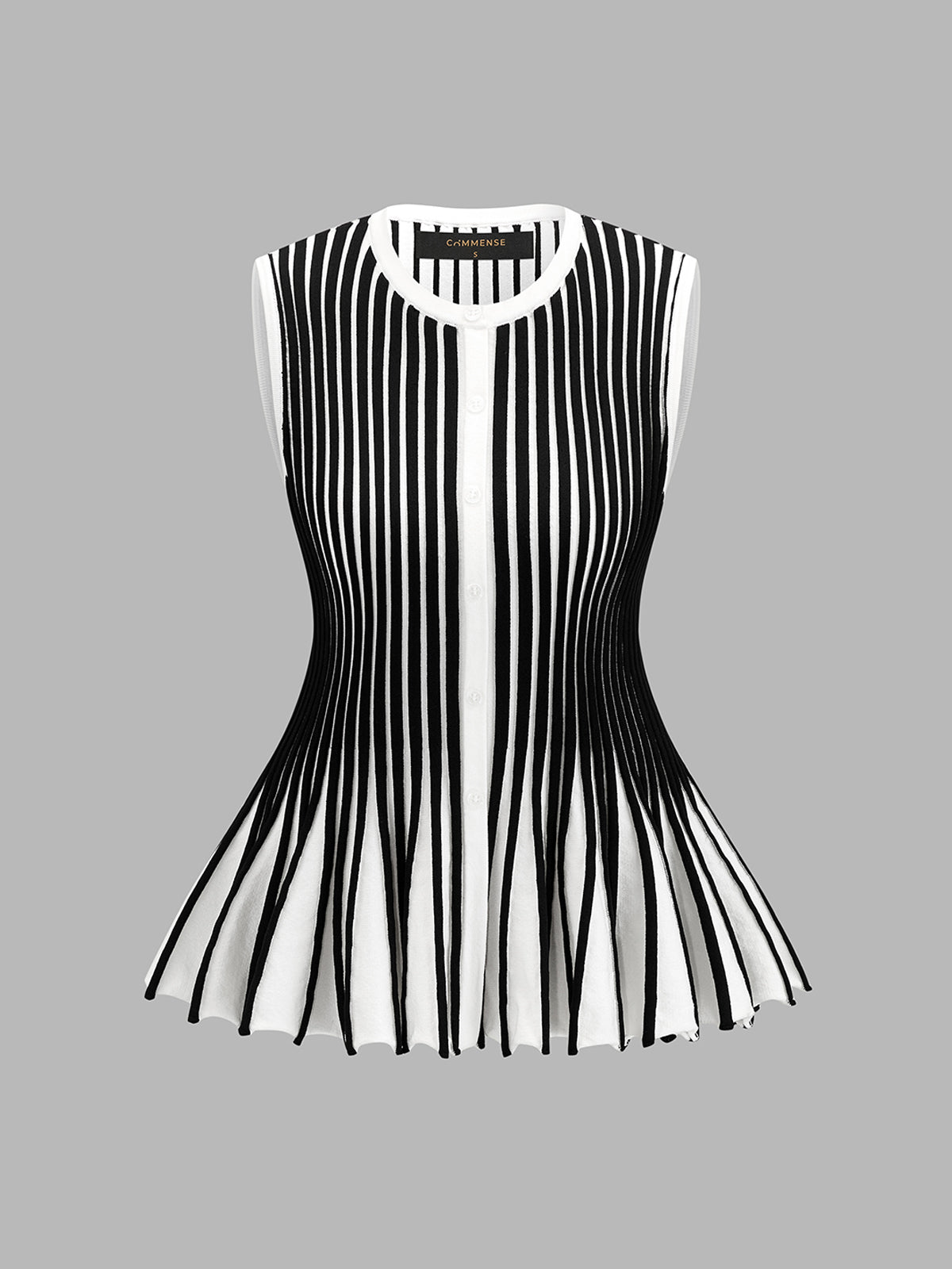 Sleeveless Striped Peplum Knit Cardigan