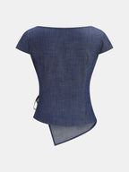 Conjunto de Top Cruzado Asimétrico y Pantalón con Cinturón