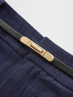 Conjunto de Top Cruzado Asimétrico y Pantalón con Cinturón