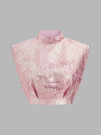 Conjunto de Top Corto de Jacquard Sin Mangas y Pantalón