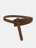 Wide Suede Effect Knot Buckle Belt