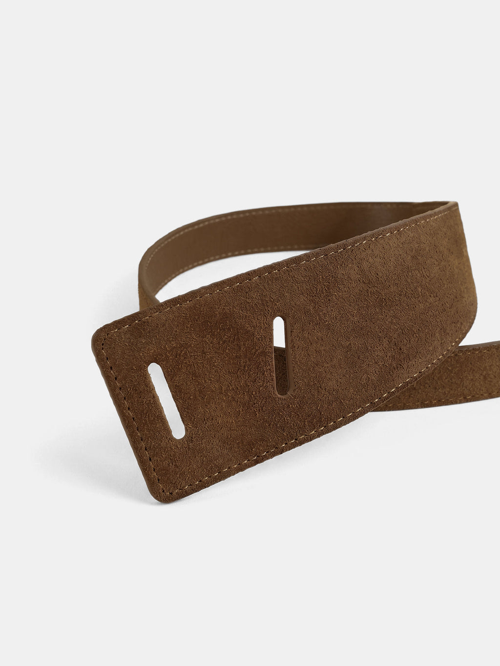 Wide Suede Effect Knot Buckle Belt
