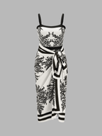 Baroque Print One-Piece Swimsuit & Sarong Set