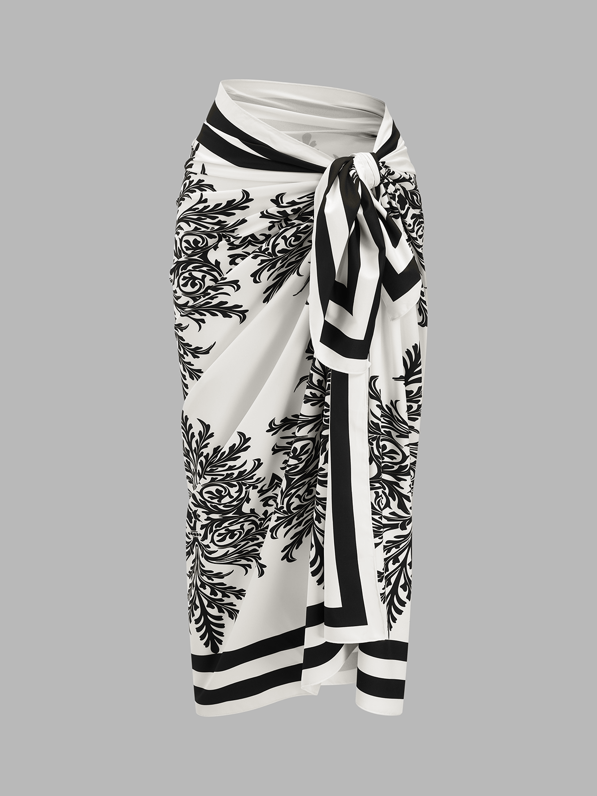 Baroque Print One-Piece Swimsuit & Sarong Set