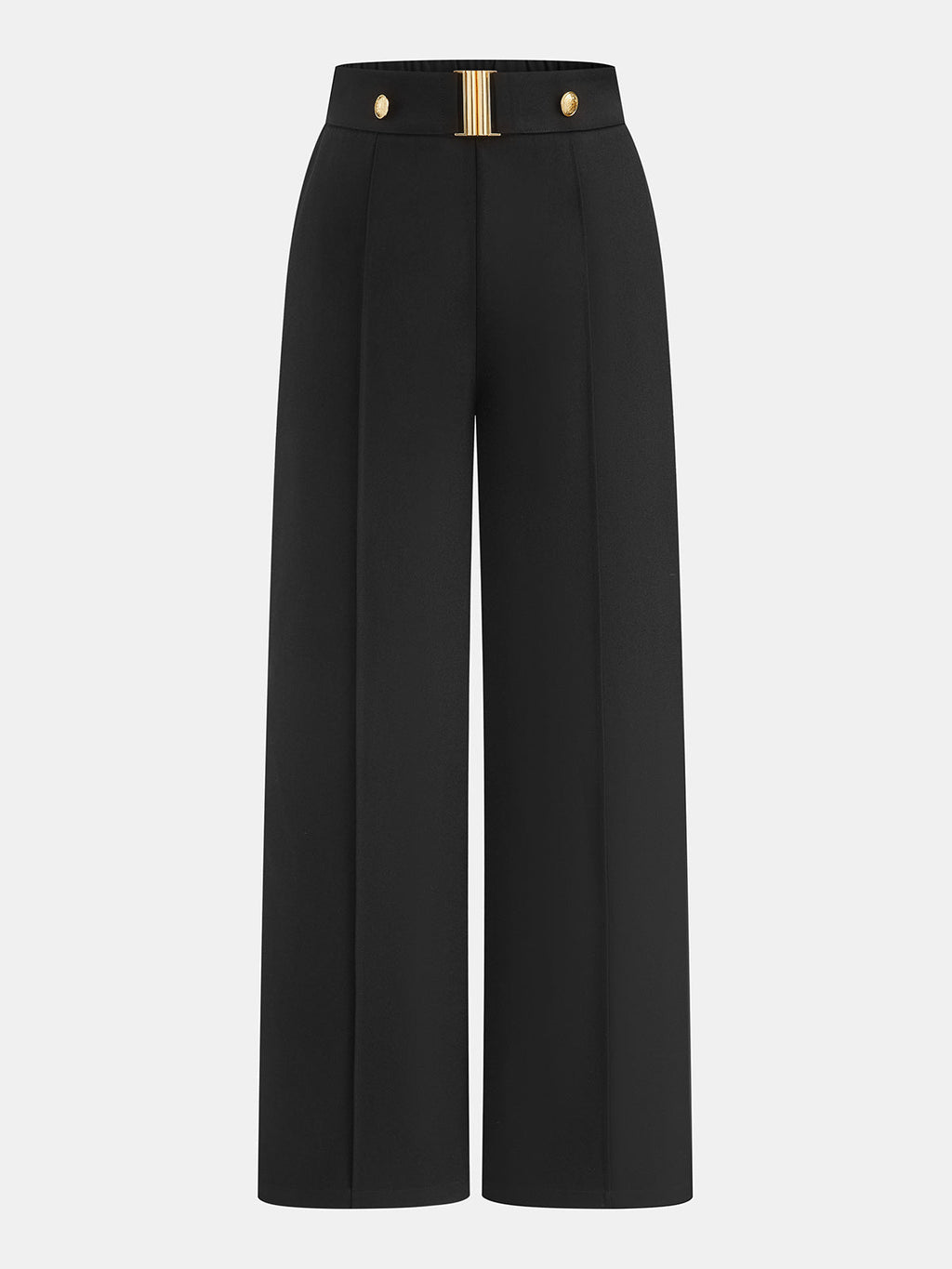 Pantalón Recto con Costura Frontal y Detalle de Barra Metálica
